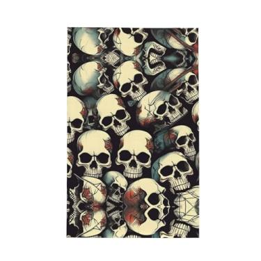 Imagem de XLLingL Toalhas de cozinha de waffle com estampa de esqueleto de caveira, panos de prato de microfibra, para decoração e limpeza de cozinha - 1 peça
