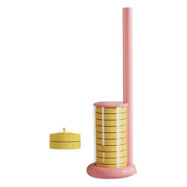 Imagem de YWJLQH Conjunto de Escova Sanitária de 12 Peças com Cabeça de Substituição, Kit Inicial de Esponjas de Limpeza, Escova Sanitária com Refis, Suporte de Parede, Rosa, Tamanho real