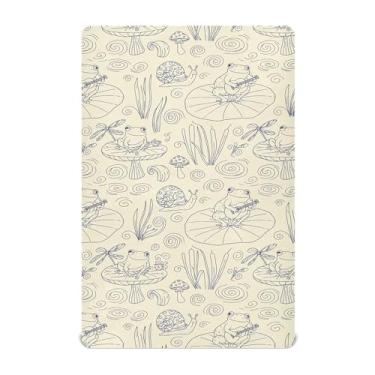 Imagem de SEHANY Lençol de berço de sapo fofo para meninos e meninas, macio, respirável, elástico, lençol com elástico padrão para bebês de 71 x 132 cm
