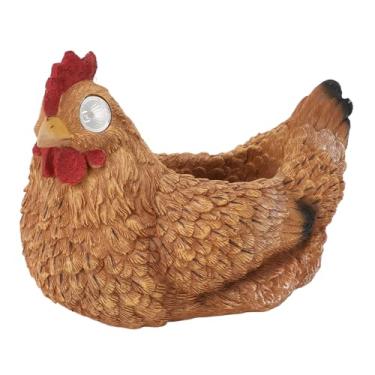 Imagem de Zyyini Pote Suculento Em Formato de Galinha Encantador Com Luz Solar Plantador de Flores de Galinha Movido a Energia Solar para Decoração de Jardim Ao Ar Livre Material de Resina 9,1x6,3x5,3in