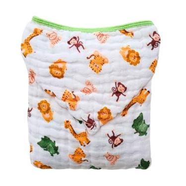 Imagem de Toalhão Banho Infantil Criança Grande Toalhão Banhão Fralda Soft c/Capuz Enxoval 100% Algodão (Safari)