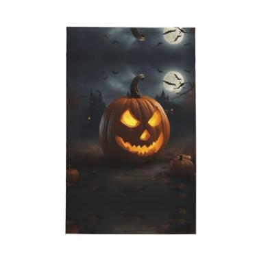 Imagem de XLLingL Toalhas de cozinha de waffle com estampa de abóbora de Halloween, panos de prato de microfibra, perfeitos para decoração e limpeza de cozinha - 1 peça