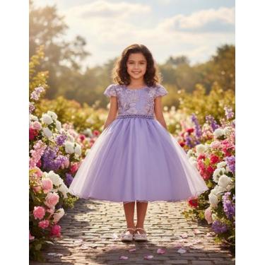 Imagem de Vestido Juvenil Princesa Bordado Casamento Batizado Curto - Algodão Do