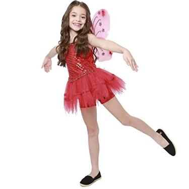 Imagem de Fantasia Fada infantil Vermelha Com Asas P 2-4