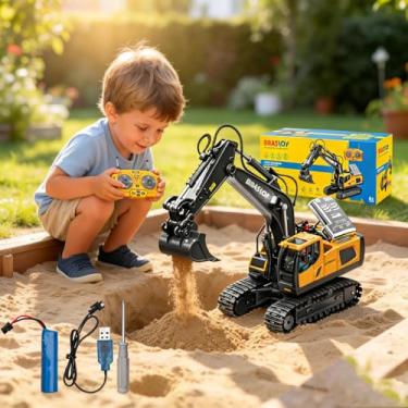 Imagem de Escavadeira Carros de Controle Remoto Brinquedos Infantil 2.4GHz Recarregável