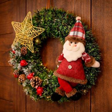 Imagem de Guirlanda Natalina Enfeite De Porta Estrela Papai Noel 40cm