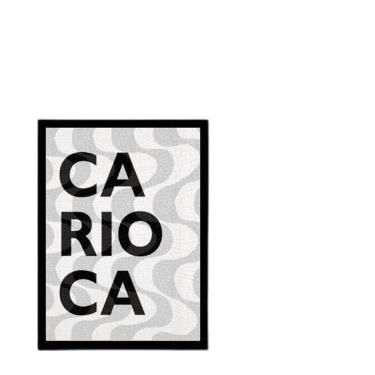 Imagem de Quadro Calçada Copacabana Moldura Preta Com Vidro 24X18Cm