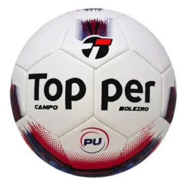 Imagem de Bola De Futebol Campo Topper Boleiro Costurada, Branco, Azul