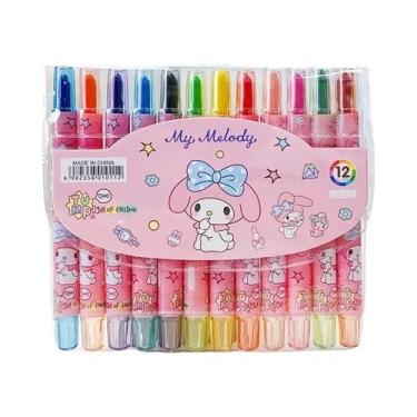 Imagem de Crayons Rotativos Kuromi Em 12 Cores, Pincéis De Pintura Para Crianças