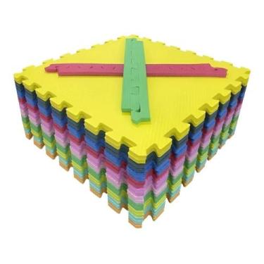 Imagem de Tatame Infantil Eva 50x50cm 1cm Kit 10 Peças Com Bordas Mari - Congrat