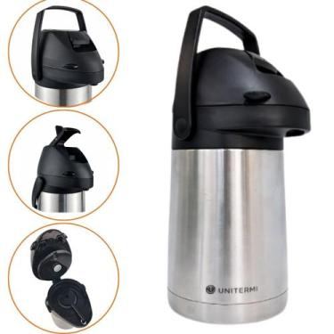 Imagem de Garrafa Térmica de Inox 1 Litro Ampola Inox Base Inox Alavanca Alça Pa