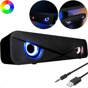 Imagem de Caixa De Som Para PC Subwoofer Soundbar LED RGB Tv Computador Notebook