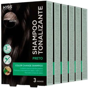Imagem de Kit Kiss New York Color Change 6x Shampoo Tonalizante Preto