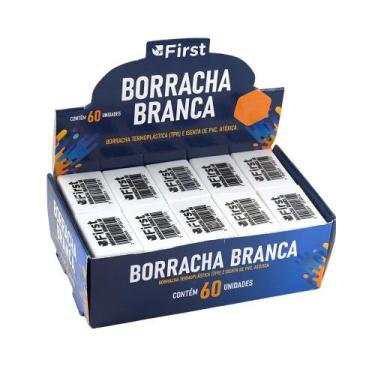 Imagem de Caixa com 60 Borrachas Escolares Pequenas Brancas Macias Alta Precisão
