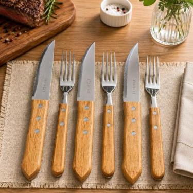 Imagem de Jogo de Talheres Jumbo para Churrasco inox 6 Peças - FRATELLI