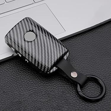 Imagem de YJADHU Capa para chave de carro de silicone em fibra de carbono, adequada para Mazda 3 Alexa CX-30 CX30 CX5 CX 5 CX-5 CX8 CX9 CX4 2019 2020,3 botão Preto carbono