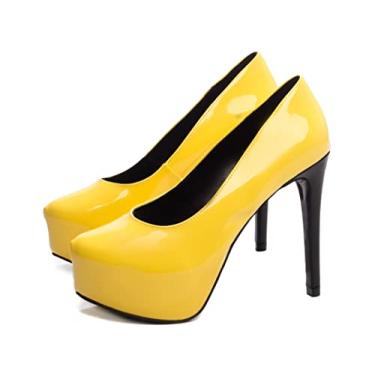 Imagem de 125-SAPATO MEIA PATA FEMININO SALTO 13cm. . (37, AMARELO)
