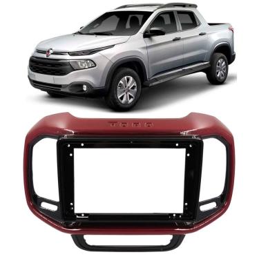 Imagem de Moldura De Painel 2 Din 9" Polegadas Fiat Toro - Black Piano com Vinho