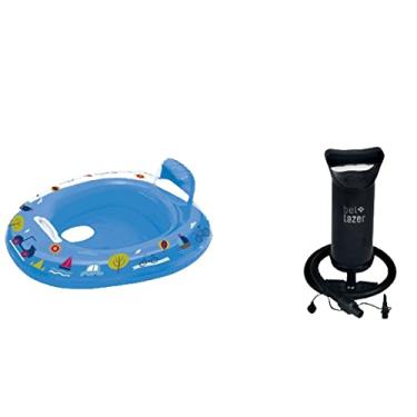 Imagem de Kit Boia Bote Com Fralda Infantil Azul+ Bomba De Ar