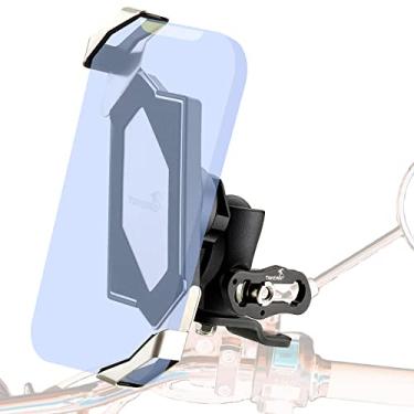 Imagem de TAKEWAY LA3-PH05 Suporte de montagem de telefone de motocicleta, base fixa de espelho retrovisor, estável, ajustável, braço de soquete duplo de braçadeira de telefone, visão multiangular, compatível com todos os iPhone e qualquer celular