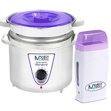 Imagem de Kit Panela Depilação Termocera 900g Com Refil Branca Com Lilás + Aquecedor de Cera Roll-on Lilás