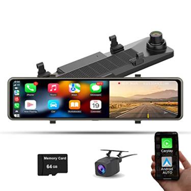 Imagem de XRC TECH Carplay&Android Auto Espelho retrovisor do carro Dash Cam 4G Android 10.0 RAM4GB + ROM64GB 5G Wifi GPS Navi Bluetooth monitoramento remoto Lente dupla FHD 1080P Gravador de vídeo