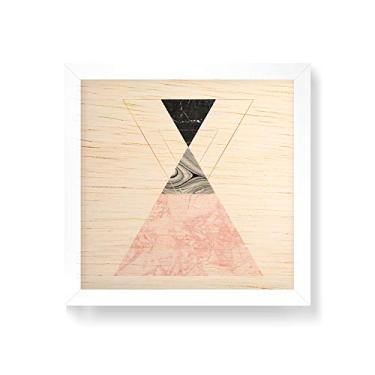 Imagem de Arte Maníacos Quadro decorativo com moldura caixa branca em Madeira - Geométrico Triângulos Pirâmide - 30x30cm