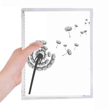 Imagem de Caderno de flores com desenho de dente-de-leão e folhas soltas para diário recarregável