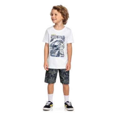 Imagem de Conjunto Infantil Masculino Estampado Verão Camiseta Bermuda Elian Men