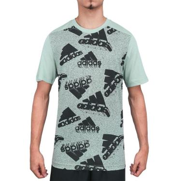 Imagem de Camiseta Adidas AOP Brand Love Verde e Preta