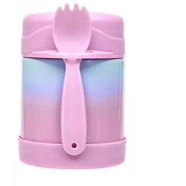 Imagem de Pote Térmico Buba Aço Inoxidável Com Colher Degradê Rosa