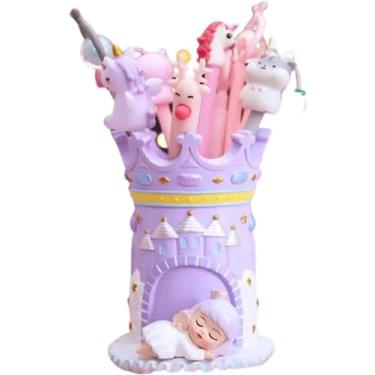 Imagem de Porta-lápis de desenho animado para mesa, porta-lápis de resina para organizador de caneta para sala de aula, porta-canetas decorativo bege, copos de lápis para mesa/493 (Size : Blue angel pen holder