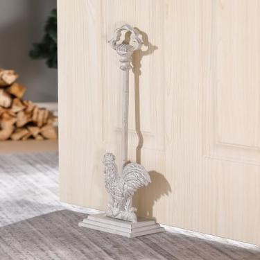 Imagem de Rolha de porta de galo de ferro fundido com alça de transporte, batente de porta pesado com haste, 50,8 cm de altura