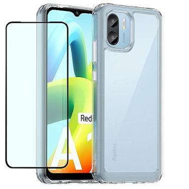Imagem de GTBDEKI Capa transparente para Redmi A1, capa para Redmi A2 220733SI com protetor de tela HD, policarbonato rígido transparente à prova de choque + capa protetora de TPU para Xiaomi Redmi A1 Crystal