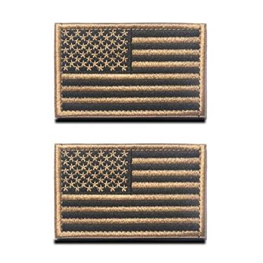 Imagem de Zcketo 2 peças marrom coiote bordado bandeira americana EUA emblema tático colete gancho e laço prendedor emblema nacional para roupas uniforme braçadeira airsoft jaqueta jeans apliques