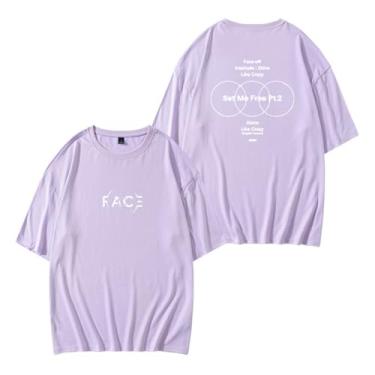 Imagem de Camiseta Jimin Solo Album FACE Same Style Support para fãs de algodão gola redonda manga curta, Roxa, GG