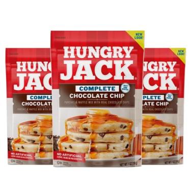 Imagem de KIT 3x Massa Para Panquecas E Waffles Mix com Gotas de Chocolate Hungry Jack Chocolate Chip 198g