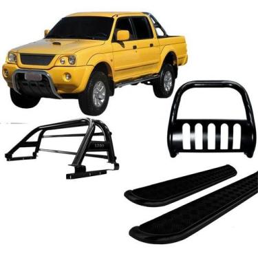 Imagem de Kit Quebra Mato Estribo Santo Antônio L200 98-2004 preto. - HOZZ