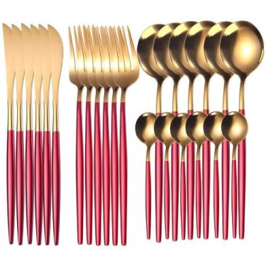 Imagem de talheres kit conjunto de talheres 24 peças sousplat mesa posta - kit 2