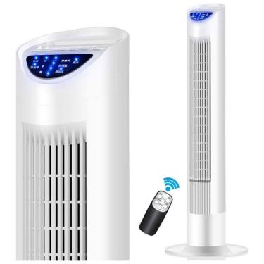 Imagem de Ventilador de Torre Digital Ultra Silencioso com 3 Velocidades com Controle Remoto, 220V, NBgy, Branco