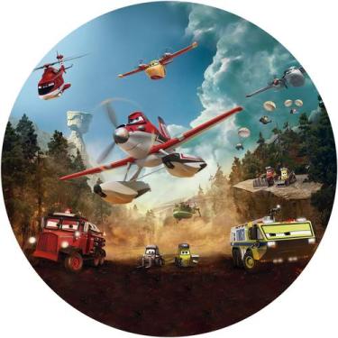 Imagem de Painel Festa Decoração Redondo Sublimado  Aviões 2   1,50X1,50-IMPAKTO