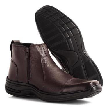 Imagem de Botina Bota Masculina Antistress Ortopédica Couro Legitimo Preto Ou Ca