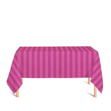 Imagem de Toalha de Mesa Retangular em Tecido Jacquard Pink Listrado Tradicional