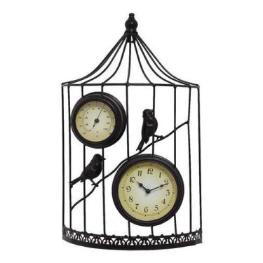 Imagem de Relógio E Termômetro De Parede Jardim Gaiola  51x31x12cm - Atual Conce