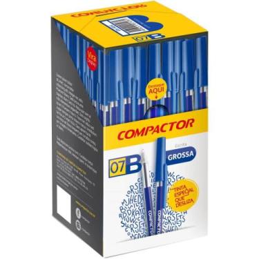 Imagem de Caneta Esferográfica 12MM B Azul - Caixa com 50 - Compactor