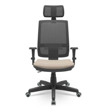 Imagem de Cadeira Brizza Presidente Com Apoio Braços 3D PP BackPlax Plaxmetal NR