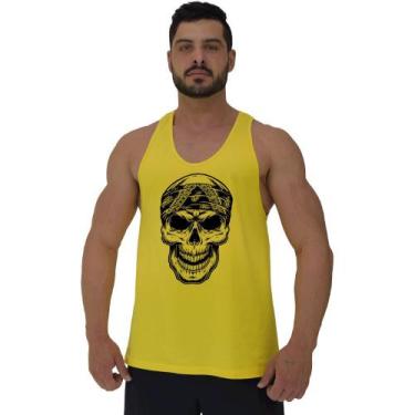 Imagem de Regata Menos Cavada Masculina MXD Conceito Caveira De Bandana, Amarelo