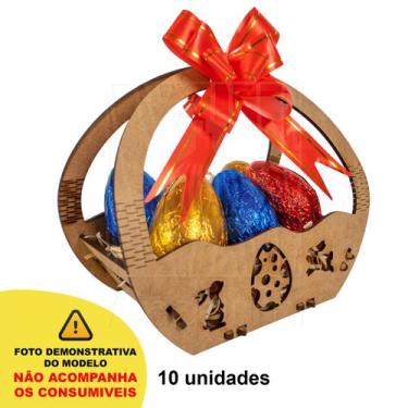 Imagem de 10 Cesta Mini Páscoa Mdf Ifood Presente Chocolate Ovo - Madelumi
