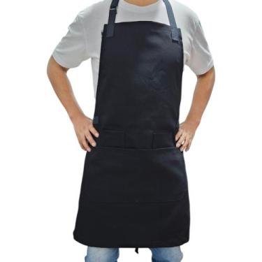 Imagem de Avental Sarja Preta Churrasqueiro Cafeteria Bartender Chef - JMS Avent