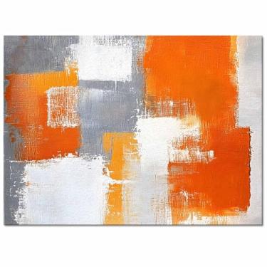 Imagem de Grande tapete de área laranja queimado 1,62 m x 1,82 m para sala de estar quarto moderno abstrato tapete cinza macio tapetes macios tapete de entrada antiderrapante tapete de brincar sem derramamento para quarto de berçário infantil tapete lavável